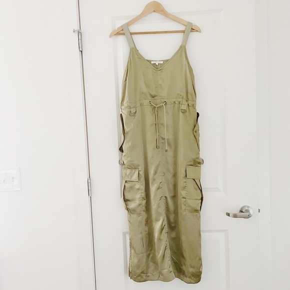 Anthropologie Love the Label Satin Utility Cargo Midi Dress - Picture 5 of 10